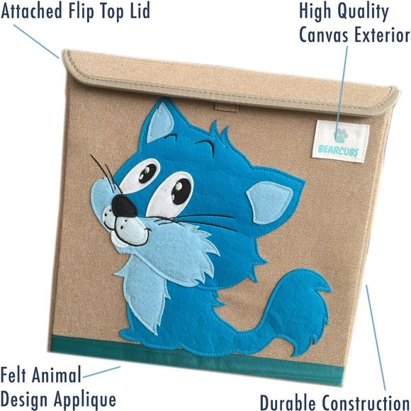 NWT Bearcubs Toy Box - Folding Canvas Small Cube Toy Chest for Toy Storage NEW - Picture 3 of 4